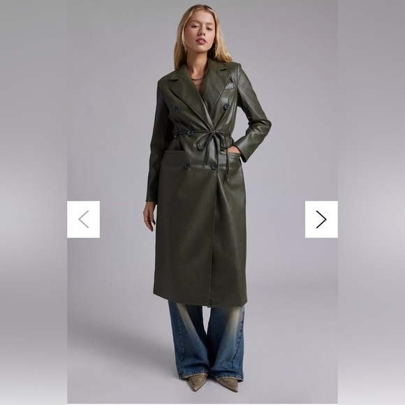 NWT Vegan Leather Trench Coat - Picture 2 of 13